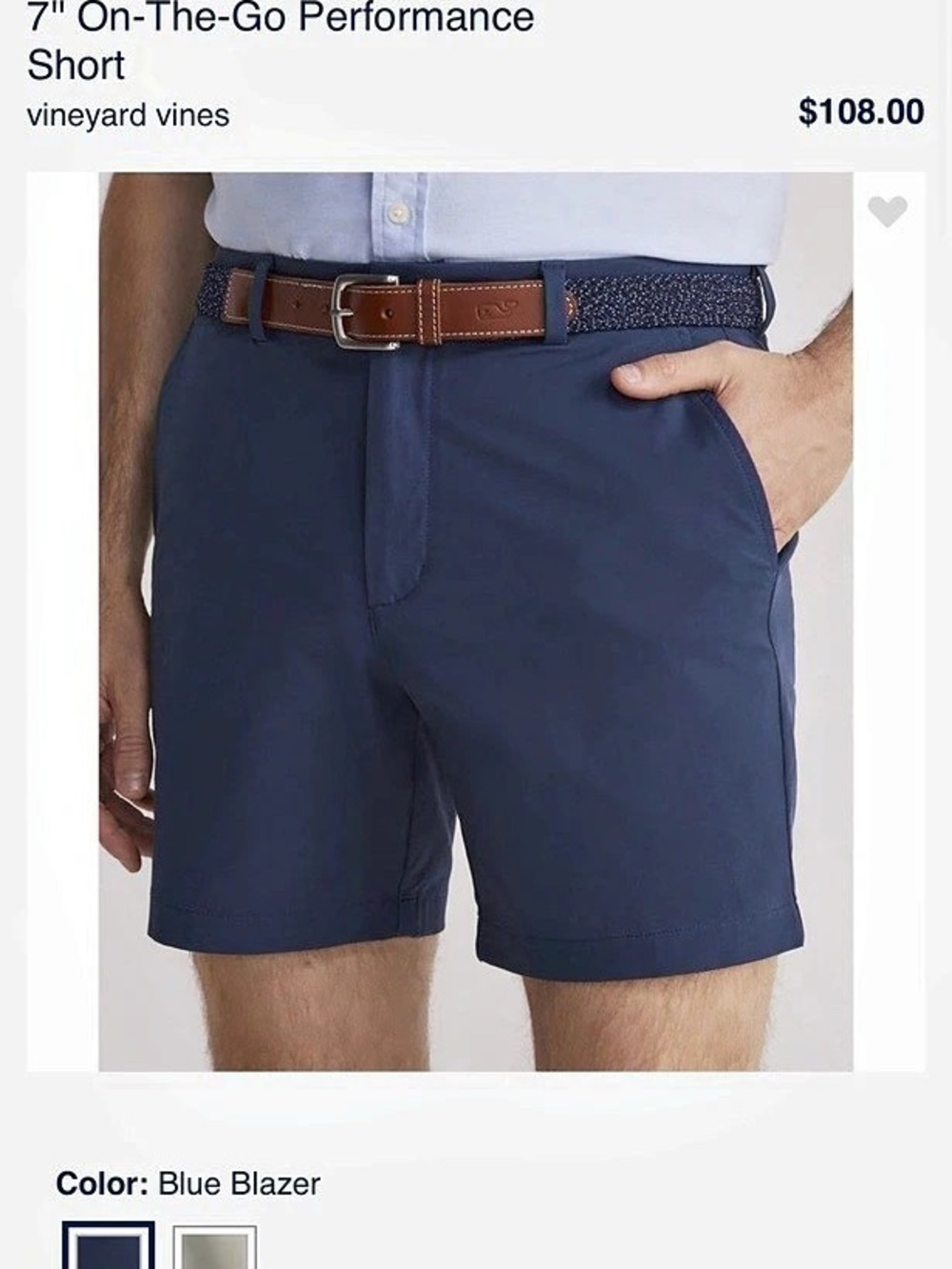 Vineyard Vines 7" On-The-Go Performance Short Men's Blue Medium
